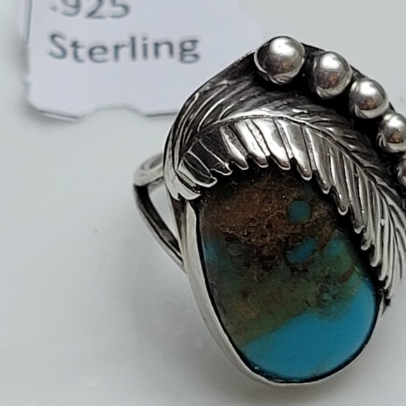 Antique Southwest Ring Blue Gem Nevada Turquoise GENUINE NAVAJO ZUNI  ART - Picture 2 of 12